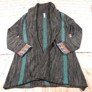 Indigenous Cardigan Sweater Wrap Womens M Alpaca Organic Cotton Made In Peru